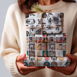 Modern patroon voor multi-fotocollage inpakpapier vel