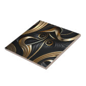 modern patroon voor zwart en goud tegeltje (Zijkant)