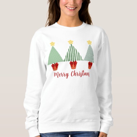 Modern Patroon Vrolijk Kerstboom Sweatshirt (Voorkant)