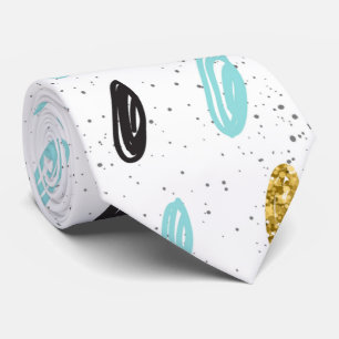 Modern patroon wit blauw geel zwart voor hem stropdas