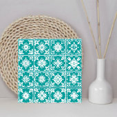 Modern Patroon Wit & Blauw Mediterraan Tegeltje