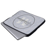 Modern patroonmonogram Jouw naam Blue personaliser Laptop Sleeve (Voorkant onderkant)
