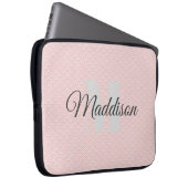 Modern patroonmonogram Jouw naam Roze personaliser Laptop Sleeve (Voorkant Rechts)