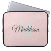 Modern patroonmonogram Jouw naam Roze personaliser Laptop Sleeve (Voorkant)