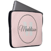 Modern patroonmonogram Jouw naam Roze personaliser Laptop Sleeve (Voorkant Rechts)
