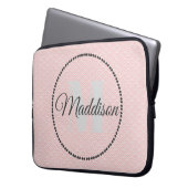 Modern patroonmonogram Jouw naam Roze personaliser Laptop Sleeve (Voorkant Links)