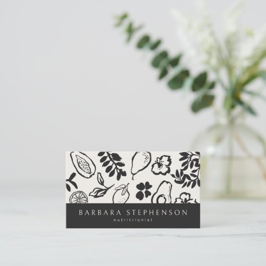 Modern, patterend, voedingsdeskundige visitekaartje (Staand voorkant)