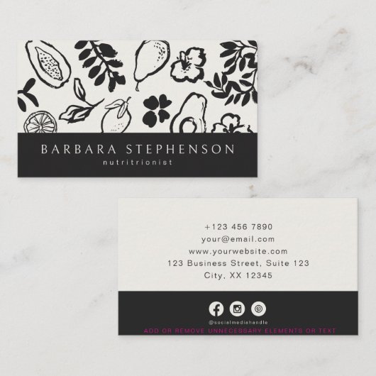 Modern, patterend, voedingsdeskundige visitekaartje (Voorkant / Achterkant)
