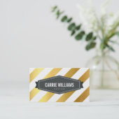 MODERN PATTERN Angled stripe badge logo gouden fol Visitekaartje (Staand voorkant)