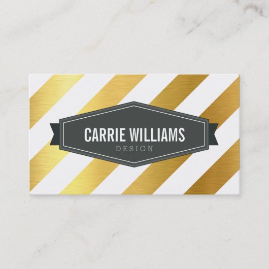 MODERN PATTERN Angled stripe badge logo gouden fol Visitekaartje (Voorkant)
