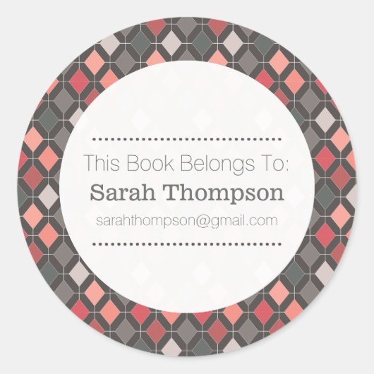 Modern Pattern Bookplate School Name Stickers (Voorkant)