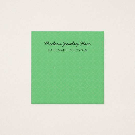 Modern Pattern Bright Green Earring Display Card Vierkante Visitekaartjes (Voorkant)