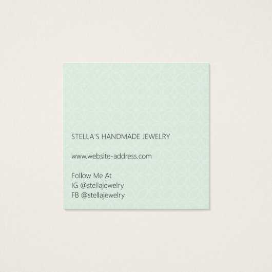 Modern Pattern Bright Green Earring Display Card Vierkante Visitekaartjes (Achterkant)