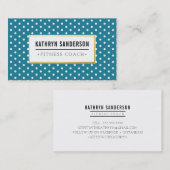 MODERN PATTERN gold logo polka dot blauwgroen blau Visitekaartje (Voorkant / Achterkant)