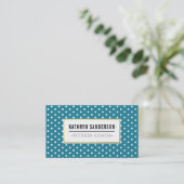 MODERN PATTERN gold logo polka dot blauwgroen blau Visitekaartje (Staand voorkant)