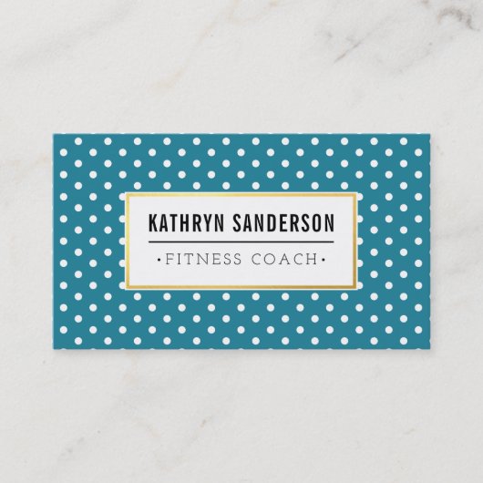 MODERN PATTERN gold logo polka dot blauwgroen blau Visitekaartje (Voorkant)