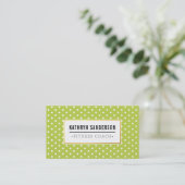 MODERN PATTERN gold logo polka dot cool lime green Visitekaartje (Staand voorkant)