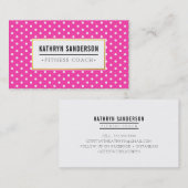 MODERN PATTERN gold logo polka dot hot pink white Visitekaartje (Voorkant / Achterkant)