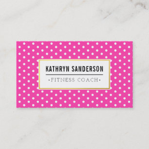 MODERN PATTERN gold logo polka dot hot pink white Visitekaartje