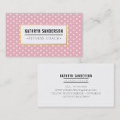 MODERN PATTERN gold logo polka dot roze wit Visitekaartje (Voorkant / Achterkant)