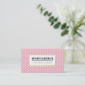 MODERN PATTERN gold logo polka dot roze wit Visitekaartje (Staand voorkant)