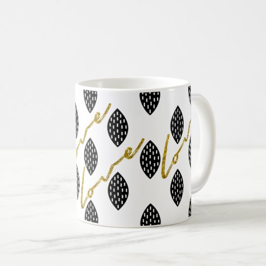 Modern Pattern Gold Love-script Koffiemok (Voorkant rechts)
