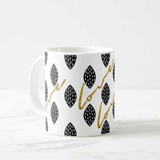 Modern Pattern Gold Love-script Koffiemok (Voorkant links)