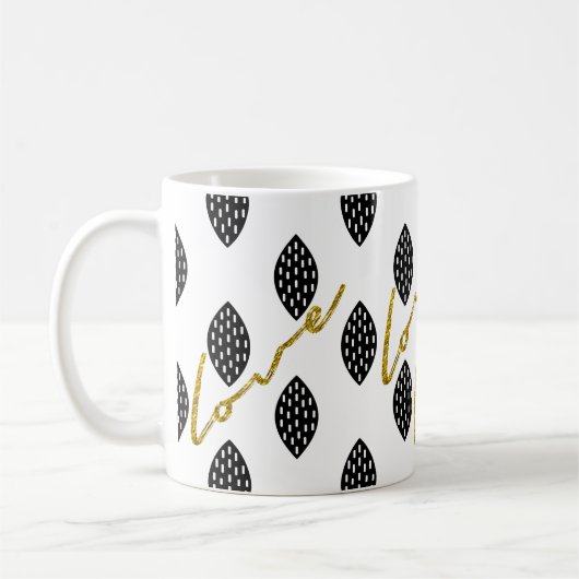Modern Pattern Gold Love-script Koffiemok (Links)
