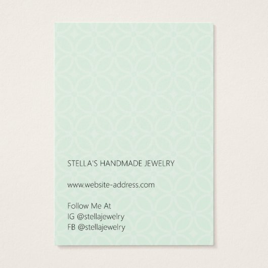 Modern Pattern Green Earring Display Card Visitekaartje (Achterkant)