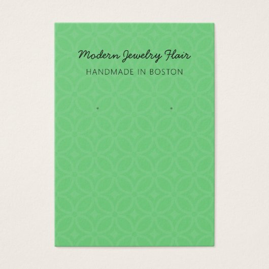 Modern Pattern Green Earring Display Card Visitekaartje (Voorkant)