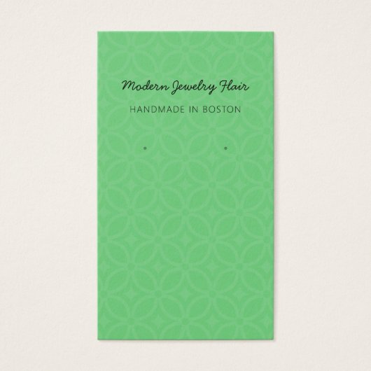 Modern Pattern Green Earring Display Card Visitekaartje (Voorkant)