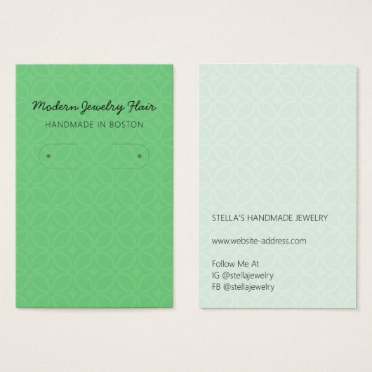 Modern Pattern Green Hoop Earring Display Card Visitekaartje (Voorkant /achterkant)