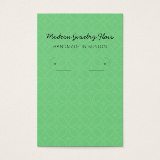 Modern Pattern Green Hoop Earring Display Card Visitekaartje (Voorkant)