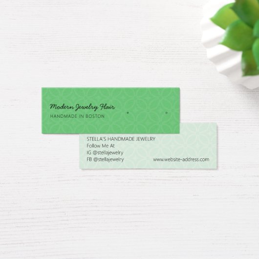 Modern Pattern Green Stud Earring Display Card Mini Visitekaartjes (Bureau)
