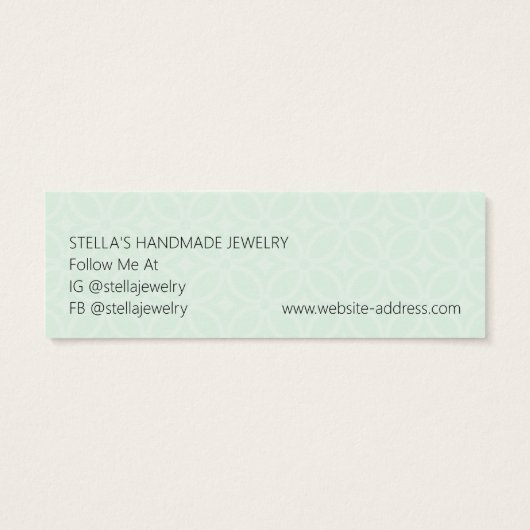 Modern Pattern Green Stud Earring Display Card Mini Visitekaartjes (Achterkant)