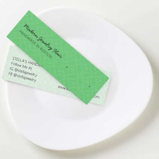 Modern Pattern Green Stud Earring Display Card Mini Visitekaartjes