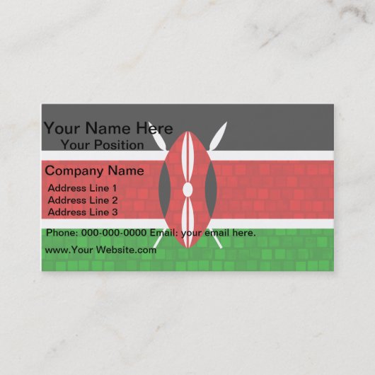 Modern Pattern Kenyan Flag Visitekaartje (Voorkant)