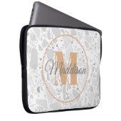 Modern Pattern Monogram Jouw naam Terrazzo Laptop Sleeve (Voorkant Rechts)