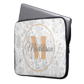 Modern Pattern Monogram Jouw naam Terrazzo Laptop Sleeve (Voorkant Links)