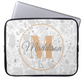 Modern Pattern Monogram Jouw naam Terrazzo Laptop Sleeve (Voorkant)