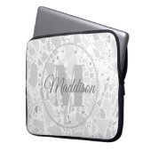 Modern Pattern Monogram Jouw naam Terrazzo Laptop Sleeve (Voorkant Links)
