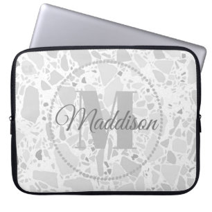 Modern Pattern Monogram Jouw naam Terrazzo Laptop Sleeve
