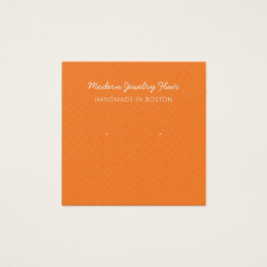 Modern Pattern Orange Earring Display Card Vierkante Visitekaartjes (Voorkant)