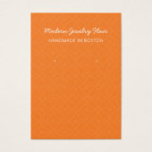 Modern Pattern Orange Earring Display Card Visitekaartje (Voorkant)