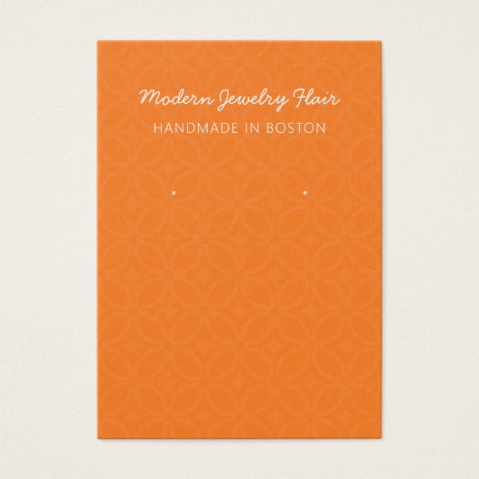 Modern Pattern Orange Earring Display Card Visitekaartje (Voorkant)