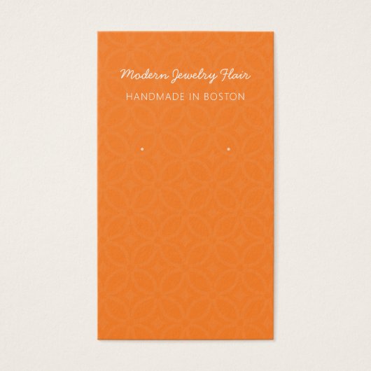 Modern Pattern Orange Earring Display Card Visitekaartje (Voorkant)