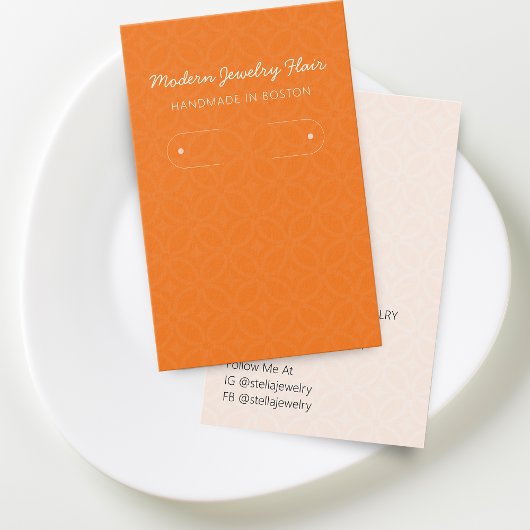 Modern Pattern Orange Hoop Earring Display Card Visitekaartje