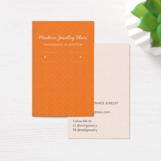 Modern Pattern Orange Hoop Earring Display Card Visitekaartje (Bureau)
