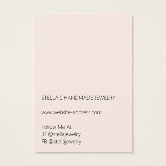 Modern Pattern Orange Necklace Display Card Visitekaartje (Achterkant)