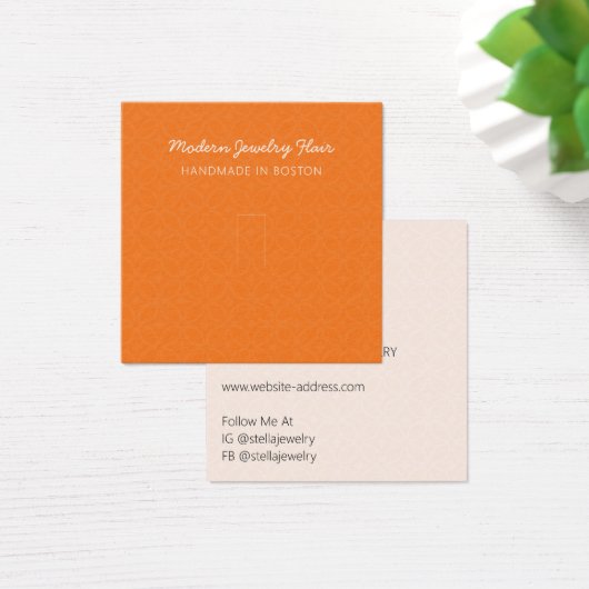 Modern Pattern Orange Ring Display Card Vierkante Visitekaartjes (Bureau)